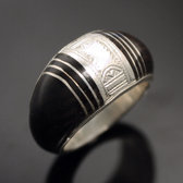 Ethnic Ring Sterling Silver Jewelry Ebony Tuareg Tribe Design  KARUNI 