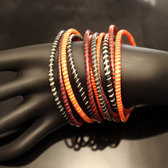 Flip Flop Ethnic African jewelry Plastic Bracelets Jokko Recycled Fair Trade Men Women Children 14 Red/Orange/Black (x12) b