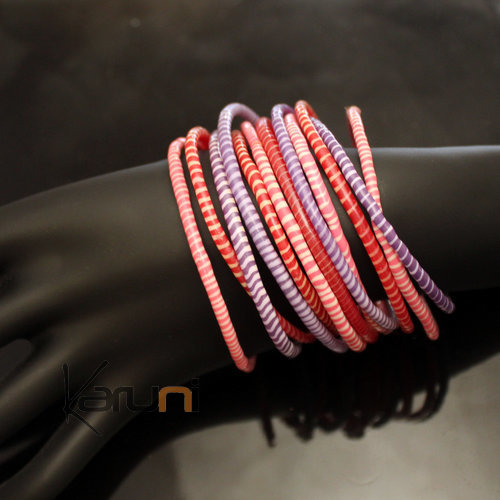 Flip Flop Ethnic African jewelry Plastic Bracelets Jokko Recycled Fair Trade Men Women Children 18  Purple/Pink (x12)