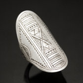 Ethnic Marquise Ring Sterling Silver Jewelry Engraved Tuareg Tribe Design 57