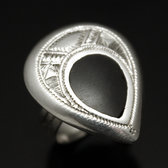 African Ring Sterling Silver Ethnic Jewelry Petal Ebony Tuareg Tribe Design 01
