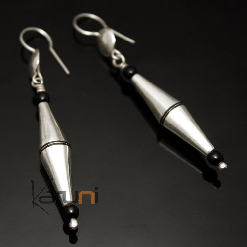 Onyx beads silver earrings Karuni