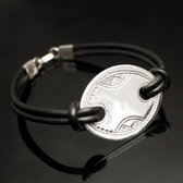 Ethnic Locket Bracelet Sterling Silver Jewelry Oval Leather Adjustable Tuareg Tribe Design 02