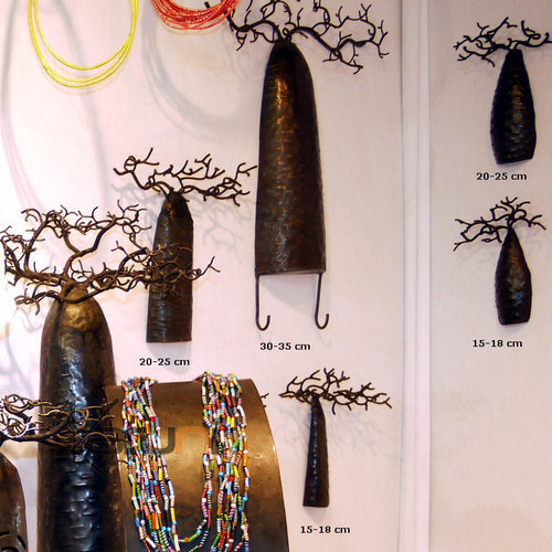 Jewelry Tree Baobab wall jewelry holder 15-18 cm - recycled metal Madagascar