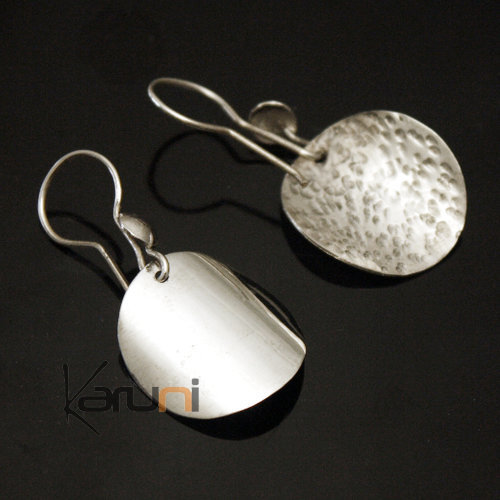 Silver Earrings 08 round hammered inspiration Karuni
