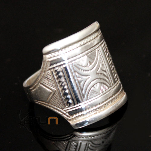 Ethnic Signet Ring Sterling Silver Jewelry Engraved Men/Women Tuareg Tribe Design 19