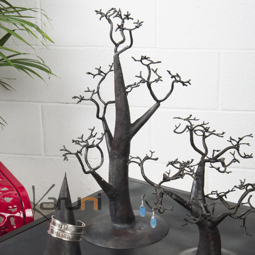 Jewelry Tree-holder design 60 cm cedar recycled metal Madagascar baobab