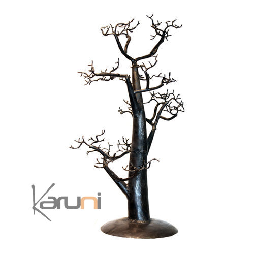 Jewelry Tree-holder design 60 cm cedar recycled metal Madagascar baobab