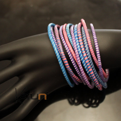 Flip Flop Ethnic jewelry Plastic Bracelets Jokko Recycled Fair Trade Men Women Children 28 Blue/Pink/Purple (x12)