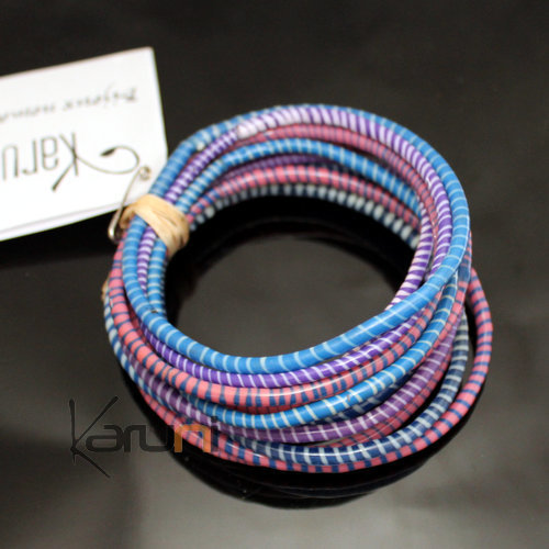 Flip Flop Ethnic jewelry Plastic Bracelets Jokko Recycled Fair Trade Men Women Children 28 Blue/Pink/Purple (x12)