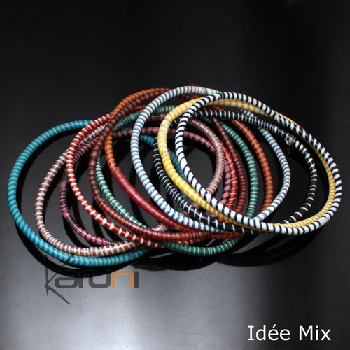 Flip Flop Ethnic African jewelry Plastic Bracelets Jokko Recycled Fair Trade Men Women Children 15 Beige/Pink (x12) d