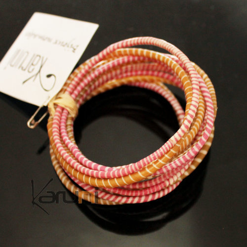 Flip Flop Ethnic African jewelry Plastic Bracelets Jokko Recycled Fair Trade Men Women Children 15 Beige/Pink (x12)