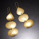 Fulani Earrings Golden Bronze 3 Petals African Ethnic Jewelry Mali