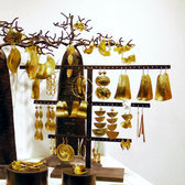 Fulani Earrings Golden Bronze Long Flat Triangle Leaves African Ethnic Jewelry Mali b
