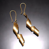 Fulani Earrings Golden Bronze Ribbons Twist African Ethnic Jewelry Mali