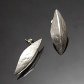 Fulani Earrings Plated Silver Leaf Studs African Ethnic Jewelry Mali