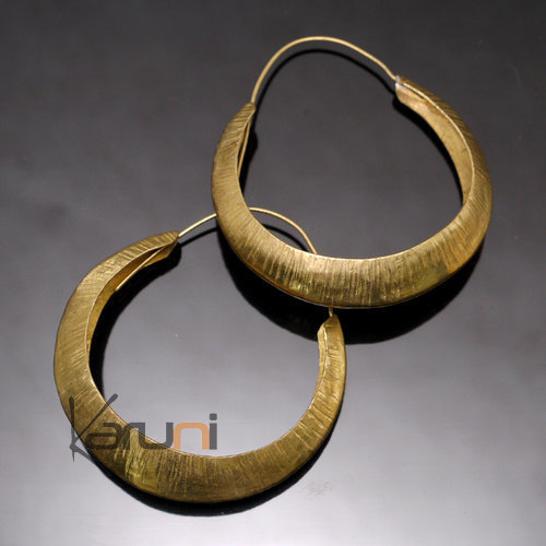 Fulani Earrings Golden Bronze Big Hoops 5 cm 2 inches African Ethnic Jewelry Mali