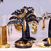 Fulani Earrings Golden Bronze 4 Moons African Ethnic Jewelry Mali c