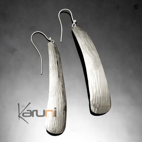 Fulani Earrings Plated Silver Thin Leaves Hooks African Ethnic Jewelry Mali