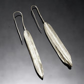 Fulani Earrings Plated Silver Long Straight Leaves African Ethnic Jewelry Mali