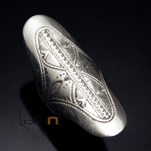 Ethnic Marquise Ring Sterling Silver Jewelry Engraved Tuareg Tribe Design 11