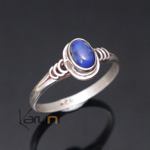  925 Nepal Sterling Silver Ring Fine Heena Lapis-Lazuli