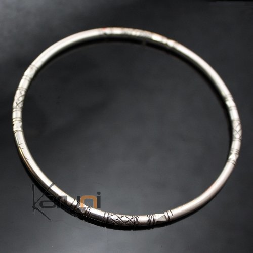 Ethnic Bangle Bracelet Sterling Silver Jewelry Engraved Thick Tuareg Tribe Design 04 3 mm