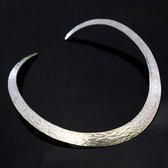 Ethnic Jewelry Choker Necklace in Sterling Silver Large Hammered Tuareg Tribe Design Karuni