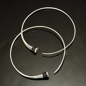 Ethnic Hoop Earrings Sterling Silver Jewelry Tesibit Ebony Engraved Tuareg Tribe Design 03 6 cm