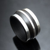 Ethnic Engagment Ring Indian Wedding Jewellery Sterling Silver Ebony 3 Strips Design Men/Women India
