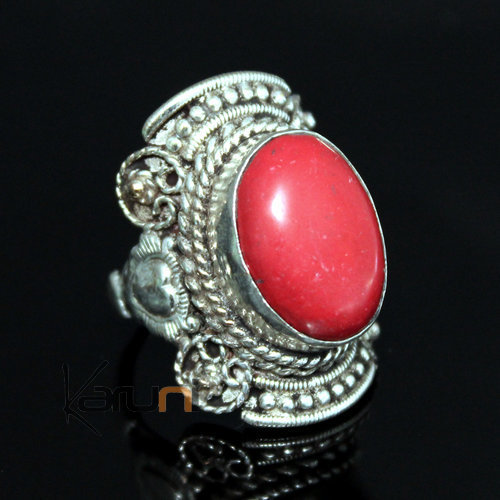 jewelry ethnical silver Red Onyx ring