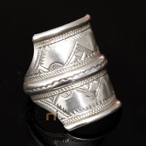 Ethnic Signet Ring Sterling Silver Jewelry 3 Engraved Lines Men/Women Tuareg Tribe Design 42
