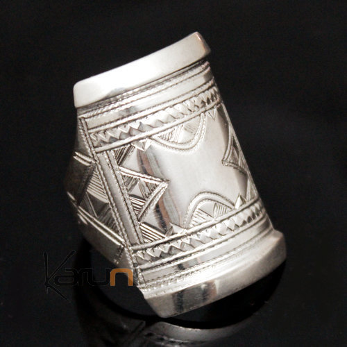 Ethnic Signet Ring Sterling Silver Big Jewelry Men/Women Tuareg Tribe Design 10