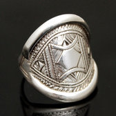 Ethnic Wide Band Ring Sterling Silver Jewelry Engraved Men/Women Tuareg Tribe Design 20