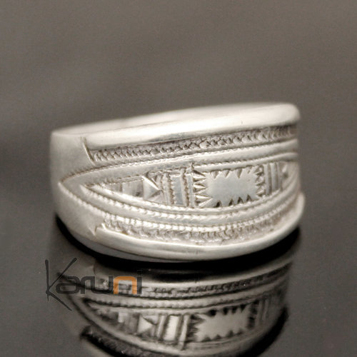 Silver Ring Small Engraved Headband Man / Woman 01