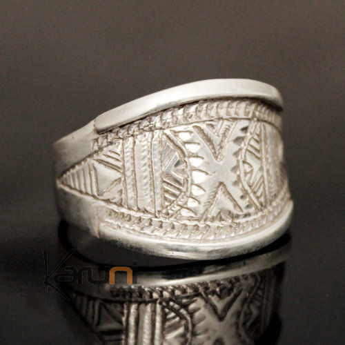 Ethnic Wide Band Ring Sterling Silver Jewelry Small Engraved Men/Women Tuareg Tribe Design 03