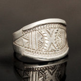 Ethnic Wide Band Ring Sterling Silver Jewelry Small Engraved Men/Women Tuareg Tribe Design 03