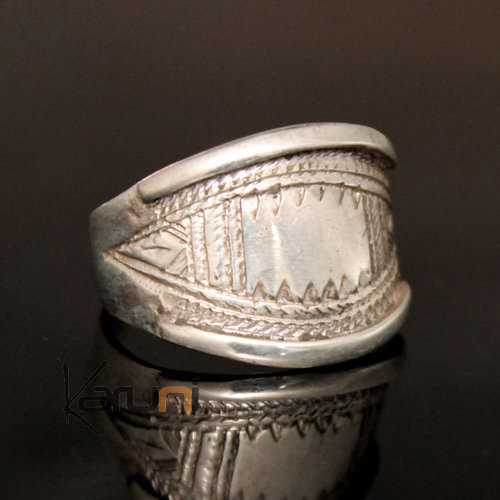 Ethnic Wide Band Ring Sterling Silver Jewelry Small Engraved Men/Women Tuareg Tribe Design 04