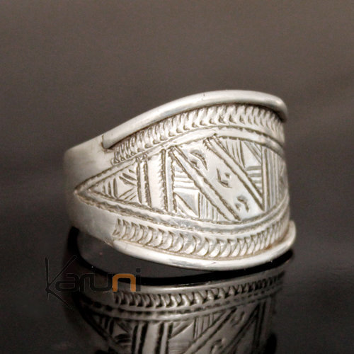 Ethnic Wide Band Ring Sterling Silver Jewelry Small Engraved Men/Women Tuareg Tribe Design 08