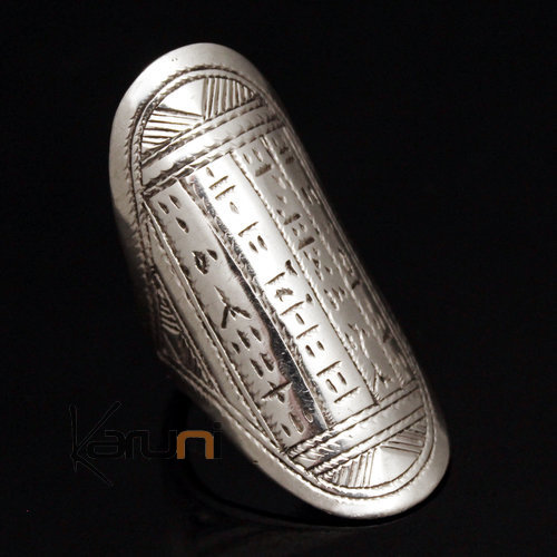 Ethnic Marquise Ring Sterling Silver Jewelry Engraved Tuareg Tribe Design Tifinagh 25