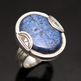 African Ring Lapis Lazuli Sterling Silver Ethnic Jewelry Oval Men/Women Tuareg Tribe Design 10