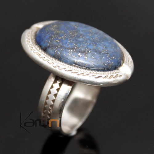African Ring Lapis Lazuli Sterling Silver Ethnic Jewelry Oval Men/Women Tuareg Tribe Design 11