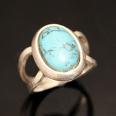 Ethnic Turquoise Ring Sterling Silver Jewelry Oval Howlite Tuareg Tribe Design 13 c