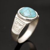 Ethnic Turquoise Ring Sterling Silver Jewelry Round Tuareg Tribe Design 17