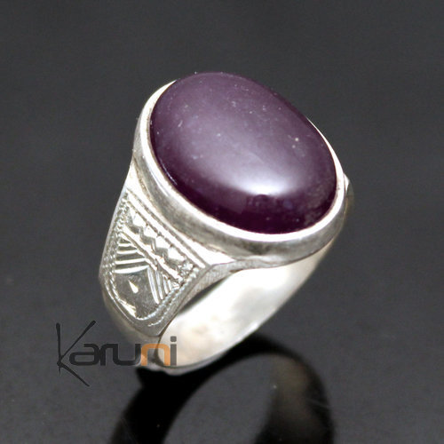 Ethnic Amethyst Ring Sterling Silver Jewelry Oval Tuareg Tribe Design 04