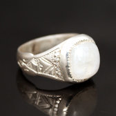 Ethnic Signet Ring Sterling Silver Jewelry Moonstone Tuareg Tribe Design 01 c