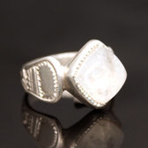 Ethnic Signet Ring Sterling Silver Jewelry Moonstone Tuareg Tribe Design 02 c
