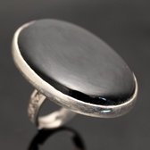 Ethnic Ring Sterling Silver Jewelry Black Onyx Very Big Oval Tuareg Tribe Design 06 b