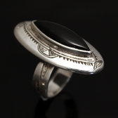 Ethnic Marquise Ring Sterling Silver Jewelry Black Onyx Long Tuareg Tribe Design 23 b