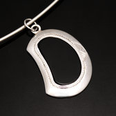 African Necklace Pendant Sterling Silver Ethnic Jewelry Black Onyx Small Moon Tuareg Tribe Design 21
